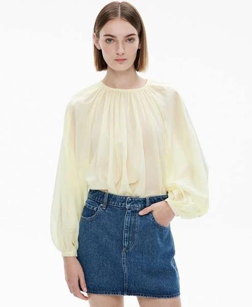 Witchery Women's Blouse in Yellow | Size 12 | Cotton/Silk