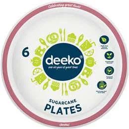 Deeko Sugarcane Side Plates Assorted 6 Pack