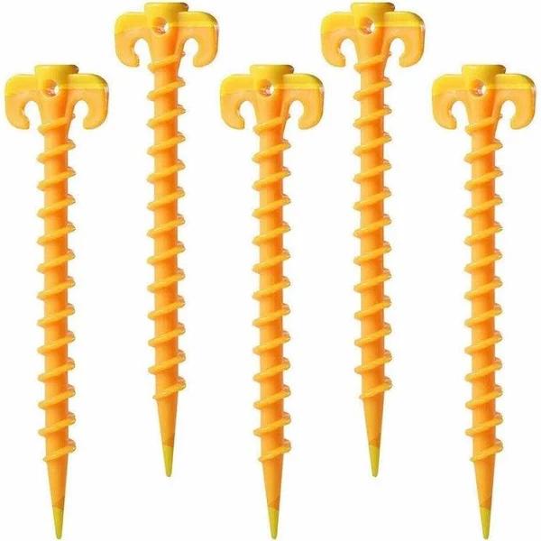 Camping Spiral Plastic Screw Tent Pegs - 10x