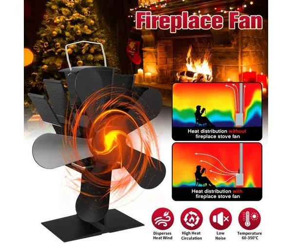 Silent Stove Fan Fireplace Non Electric Blade Thermal Energy