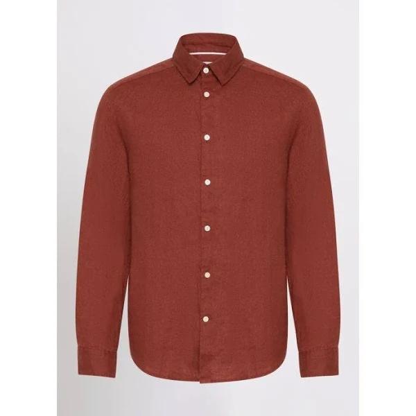 Marcs Men Felix LS Linen Shirt in Red, Size M