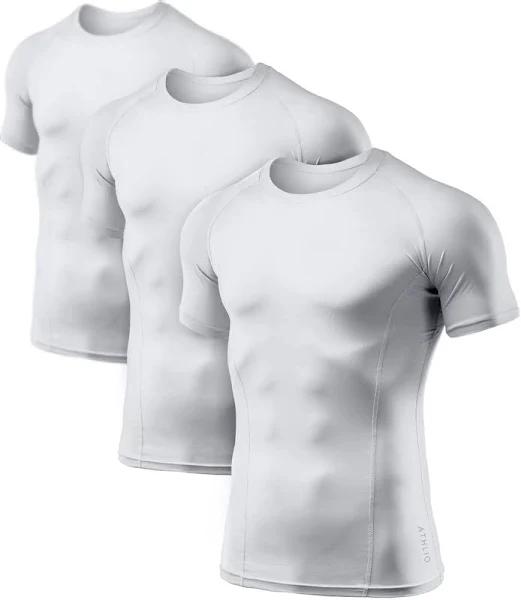 ATHLIO 1 or 3 Pack Men's Cool Dry Short Sleeve Compression Shirts, Sports Baselayer T-shirts Tops, Athletic Workout Shirt