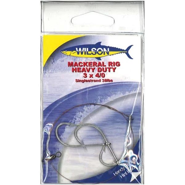 Wilson Heavy Duty Mackerel Fishing Rig 3x6/0 Hook-Set Up-69lb Single Strand Wire