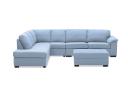 Light Blue Upholstered Linen Rumpus Fabric Corner Suite Left-Hand Facing Chaise with Sofa Bed