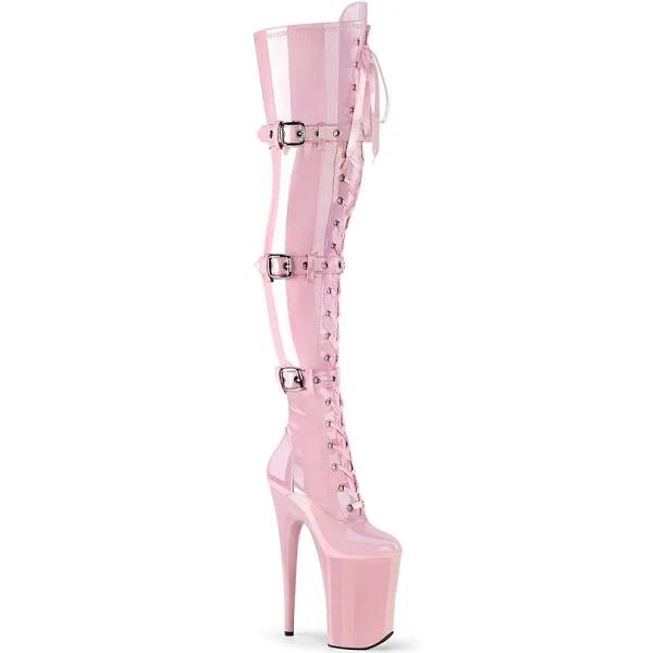 Pleaser INFINITY-3028 Baby Pink Stretch Patent /Baby Pink Size 5