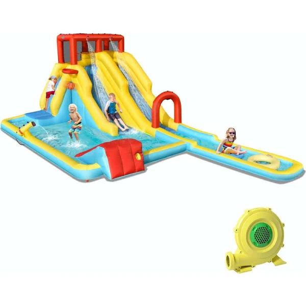 Costway 7 in 1 Inflatable Dual Slide Water Park Bounce Castle Climbing Bouncer w/Blower