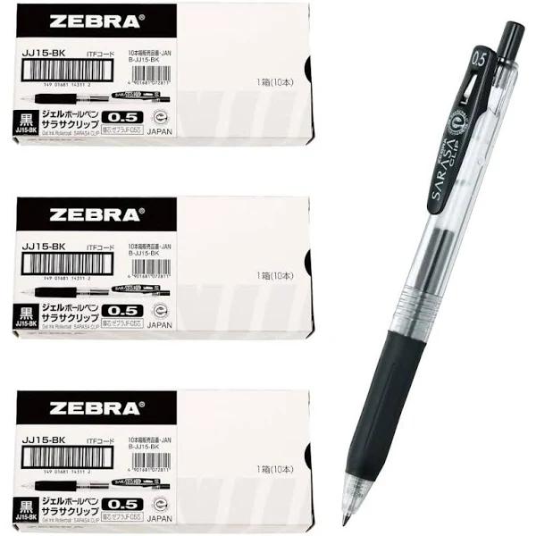 Zebra JJ15-BK-30AZ Gel Ballpoint Pen, Sarasa Clip, 0.5mm, Black, 30 Pens