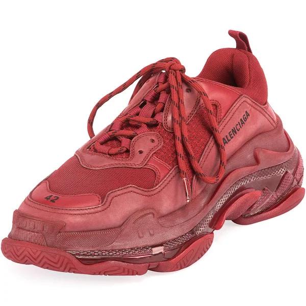 Balenciaga Men's Triple S Clear Sole Sneakers - Rouge - Size 44 (11)