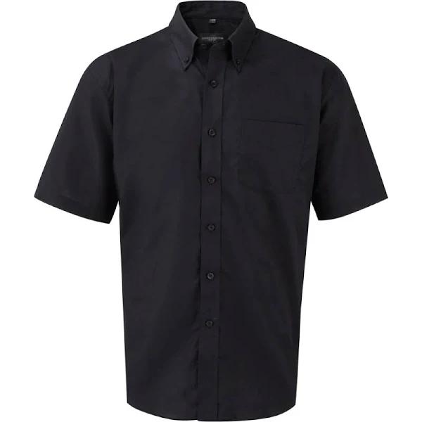 Russell Collection Mens Short Sleeve Easy Care Oxford Shirt Black 16.5inch