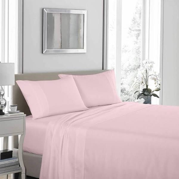 Royal Comfort 1200 Thread Count Sheet Set 4 Piece Ultra Soft Satin Weave Finish Pink Queen