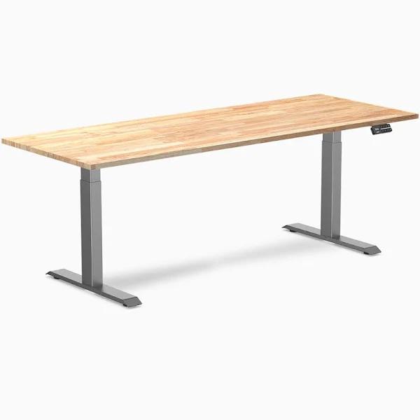 Desky Dual Rubberwood Sit Stand Desk - Natural Timber 2000x750mm