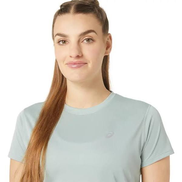 ASICS Women's Silver Short Sleeved Top - Ocean Haze L