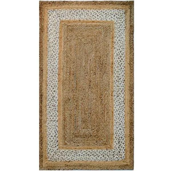 Rug Club Handwoven Natural Jute Rug-Border 1126-Natural Ivory-80x150cm