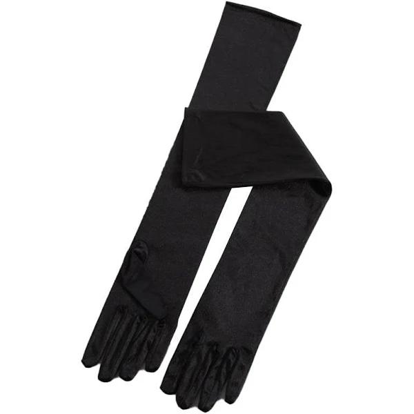 Ladies Long Satin Gloves Opera Costume Bridal Party Prom Wedding Womens Glove AU - Black