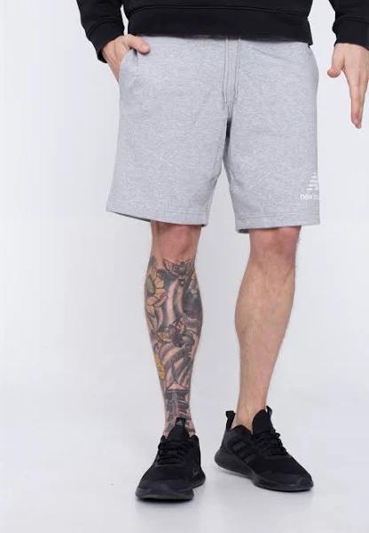 New Balance Men's NB Essentials Stacked Logo Shorts Grey L