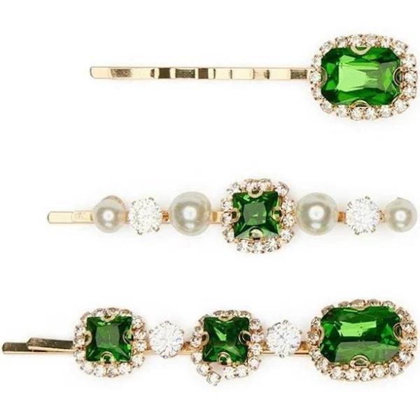 Morgan & Taylor Antoinette Hair Clip Set in Green