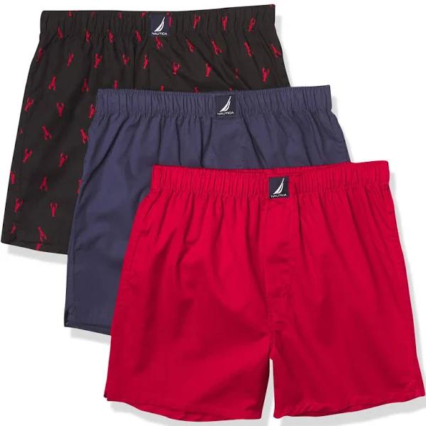 Nautica Men's Cotton Woven 3 Pack Boxer