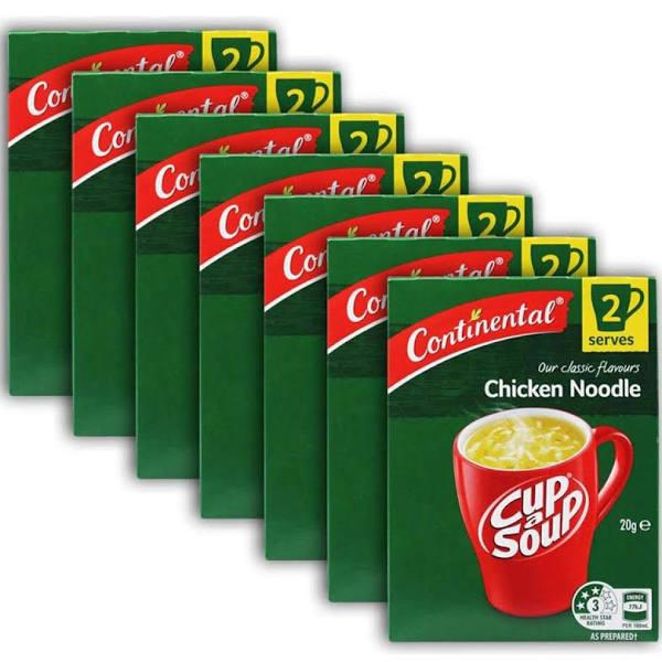 7x 2pc Continental 20g Cup-A-Soup Chicken Noodle Soup Instant Food Snack Packet