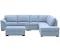 Light Blue Upholstered Linen Rumpus Fabric Corner Suite Left-Hand Facing Chaise with Sofa Bed