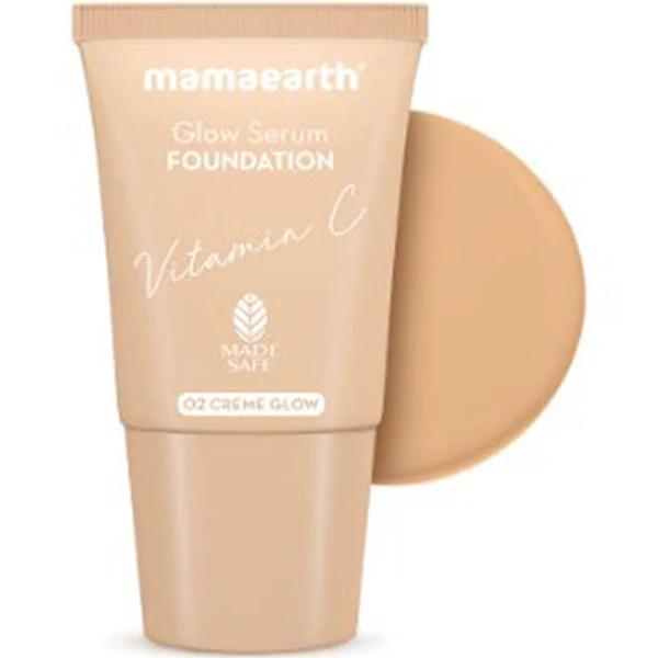 Mamaearth Glow Serum Foundation Mini Tube With Vitamin C & Turmeric For 12-Hour Long Stay- 18 ml L 12-Hour Long Stay | 2x Instant Glow (Crme Glow)