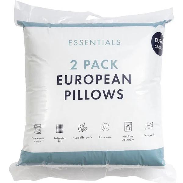 Essentials 2 Pack European Pillows White 2 Pack European European Pillow Packs