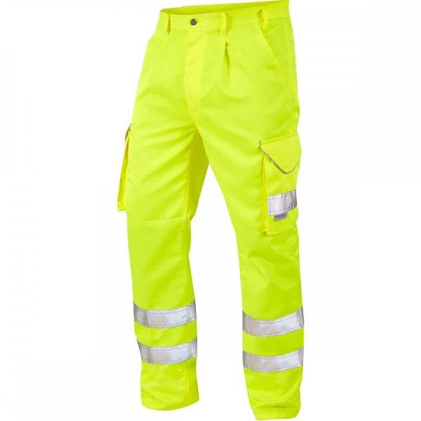 Leo Workwear Bideford ISO 20471 Class 1 Poly/Cotton Cargo Trouser Hi-V