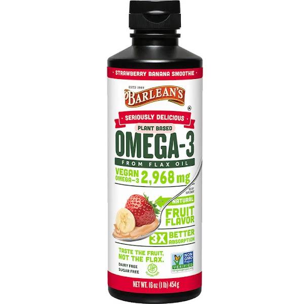 Barlean's Seriously Delicious Omega-3 from Flax Oil Strawberry Banana Smoothie 16 oz (454 g)