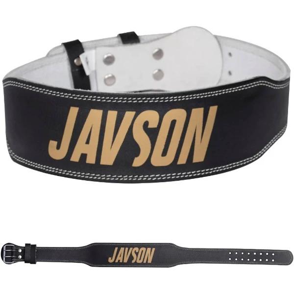 Javson Black Leather Weight Lifting Belt Weightlifting - Large