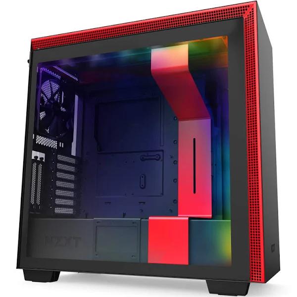 NZXT H710i Smart Tempered Glass Mid-Tower E-ATX Case - Matte Black/Red