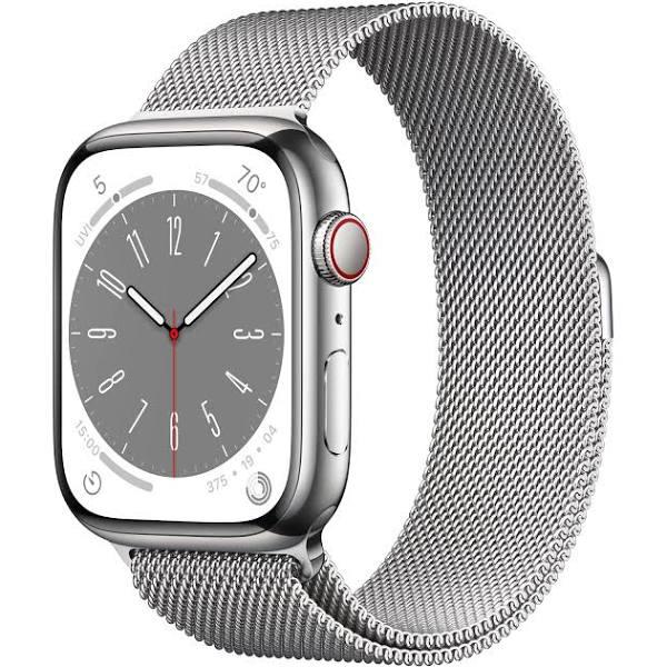 Apple Watch Series 8 GPS + Cellular 41mm, Stainless Steel Case with Milanese Loop Silver