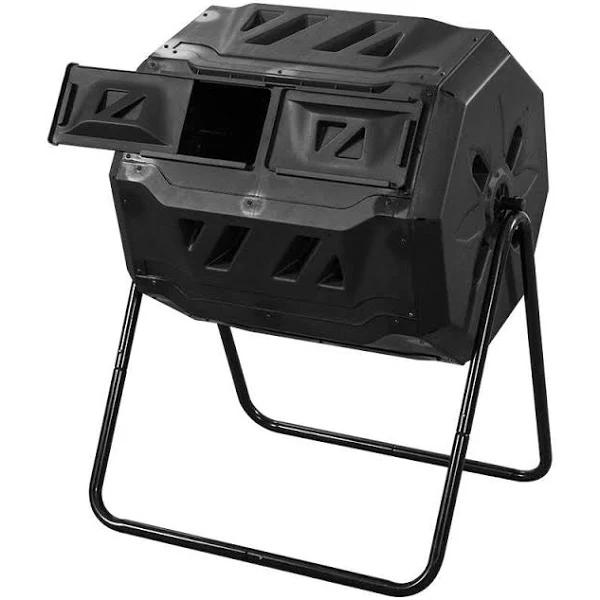 160L Tumbling Garden Compost Bin Heavy Duty With Easy Turn, Dual Chamber and Internal Churn Fins