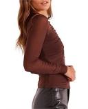 David Jones MINKPINK Allure Mesh Top in Chocolate, Size XL