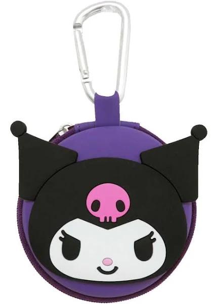 Sanrio Characters Round Accessory Case with Carabiner Kuromi