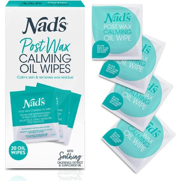 Nad’s Post Wax Calming Oil Wipes - Post Waxing Cleanser - After Wax Remover for The Skin- Refill Pack with 20pc