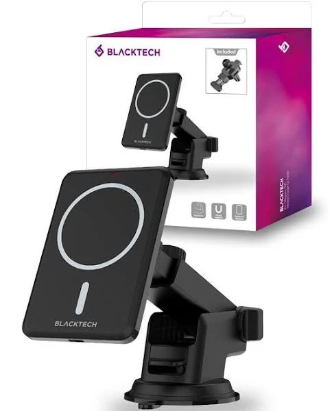 BLACKTECH 15W Magsafe Compatible Magnetic Wireless Charger Car Holder Air Vent /Windscreen/ Dash Boa