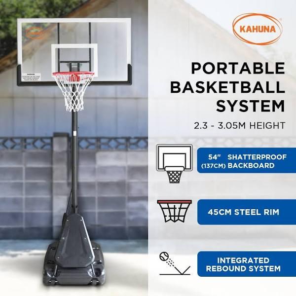 Kahuna 2.3 to 3.05M Portable Basketball Hoop System For Kids & Adults