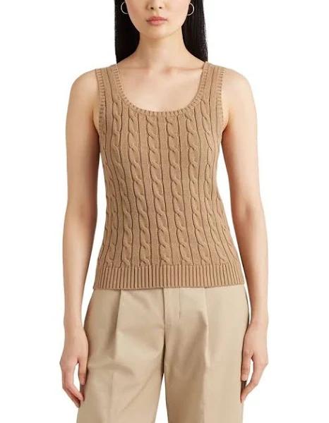 Lauren Ralph Lauren Cable-Knit Sleeveless Sweater in Brown M