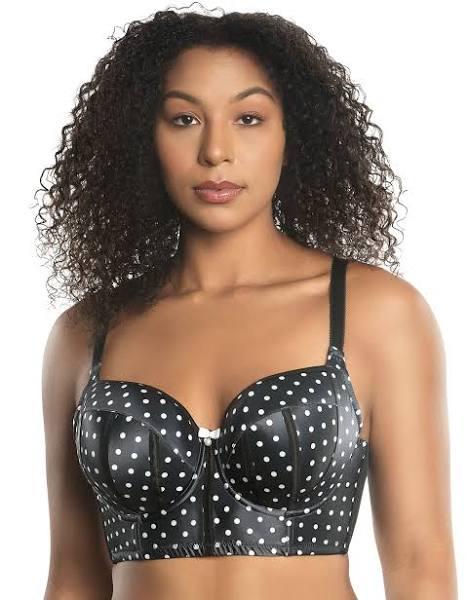 Parfait Charlotte Lightly Padded Wired Longline Bra in Black Dot Black 12FF