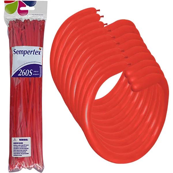 Sempertex 260T Fashion Red Modelling Latex Balloons 015, 50pk