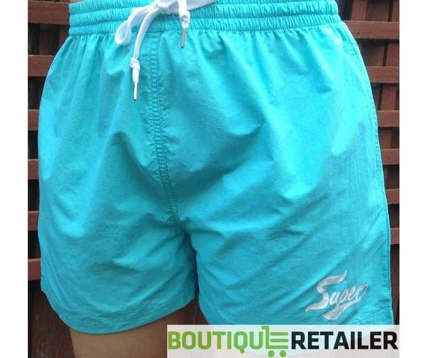 BR Apparel Ladies Board Shorts Beach Microfibre Swim Surf Womens Pink Blue Black Plain - Blue - X-Small