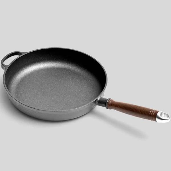 SOGA 2x 29cm Round Cast Iron Frying Pan Skillet Steak Sizzle Platter With Helper Handle