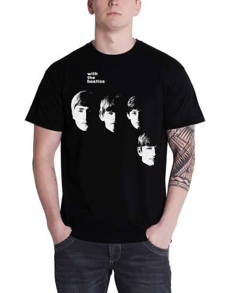 The Beatles T Shirt Abbey Road Silhouette Iconic Logo Official Mens Black L