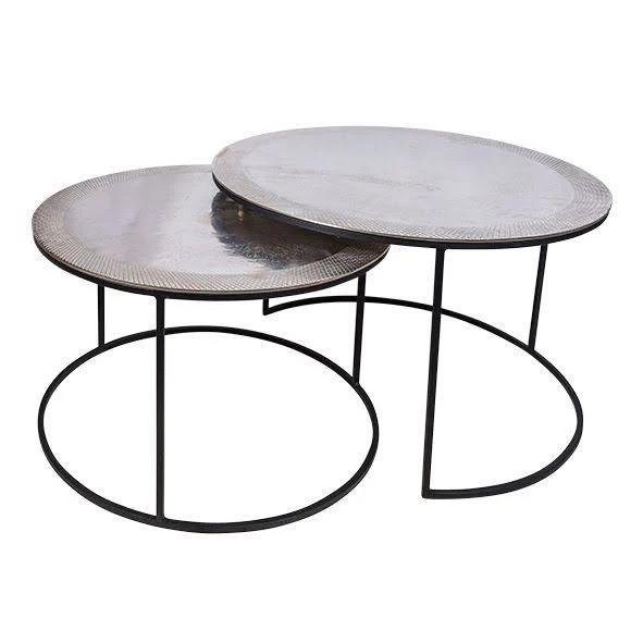 French Country Scott Nesting Coffee Tables Silver Set 3Pce