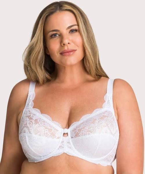 Ava & Audrey Lucille Lace Underwired Full Cup Bra - White - 16DD White