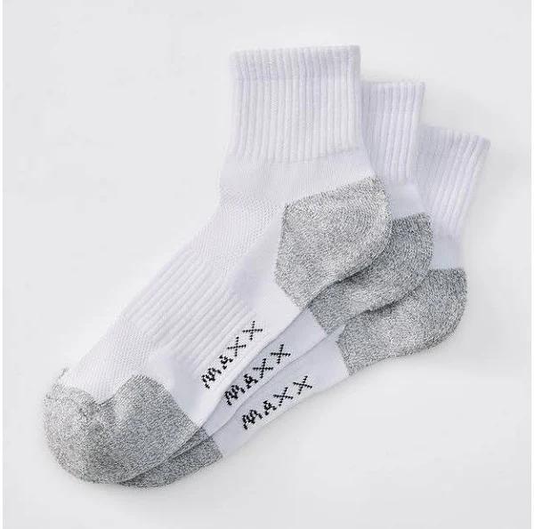 Maxx 3 Pack Performance Quarter Crew Socks - Grey - 7-10