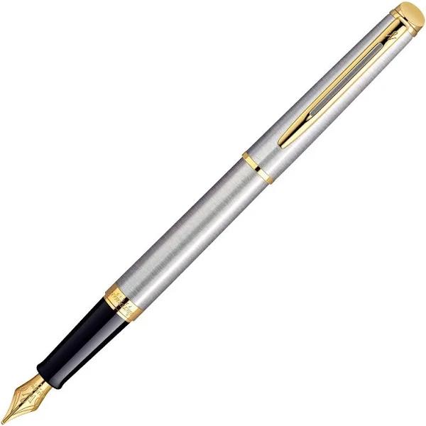 Waterman Hemisphere Stainless Steel Gold Trim Fountain Pen