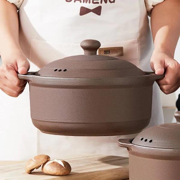 Natural Terracotta Casserole with Lids Clay Pots For Cooking, Unglazed Earthenware Rice Pots (T4-3.7QT)