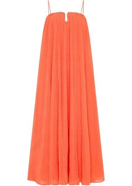 AJE Filigree Sweetheart Midi Dress in Colour Sunset Orange Size 6