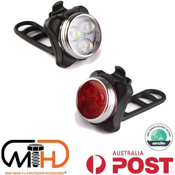 Waterproof Bicycle Bike Lights Front Rear Tail Light Lamp USB Rechargeable Ipx4