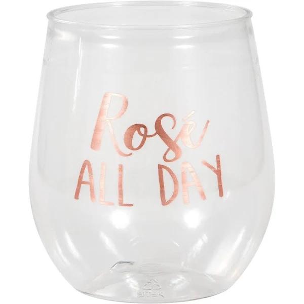 Rose All Day Plastic Stemless Wine Glass